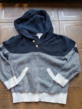 Cat & Jack Navy Hooded Knit Pullover with Wooden Buttons